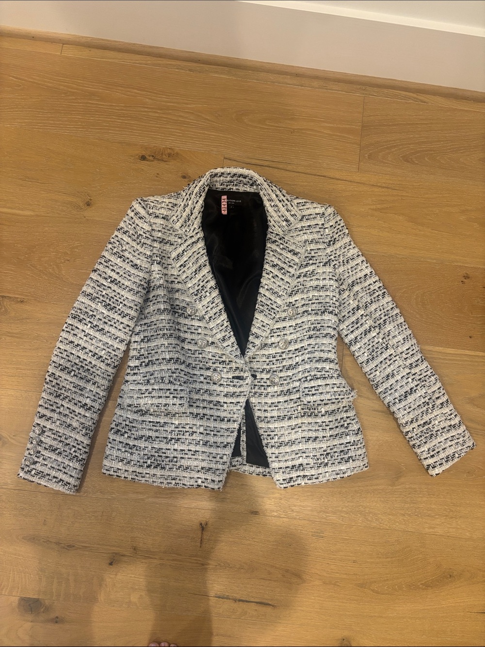 Generation Love Black and White Tweed Blazer Jacket